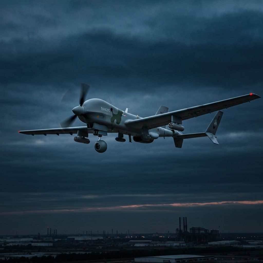 Advanced drone platform in flight during testing